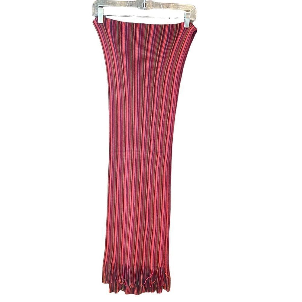 Colorful Pink Red Green Purple Cotton 80” Stretch Fringe BOHO Ski Scarf Wrap